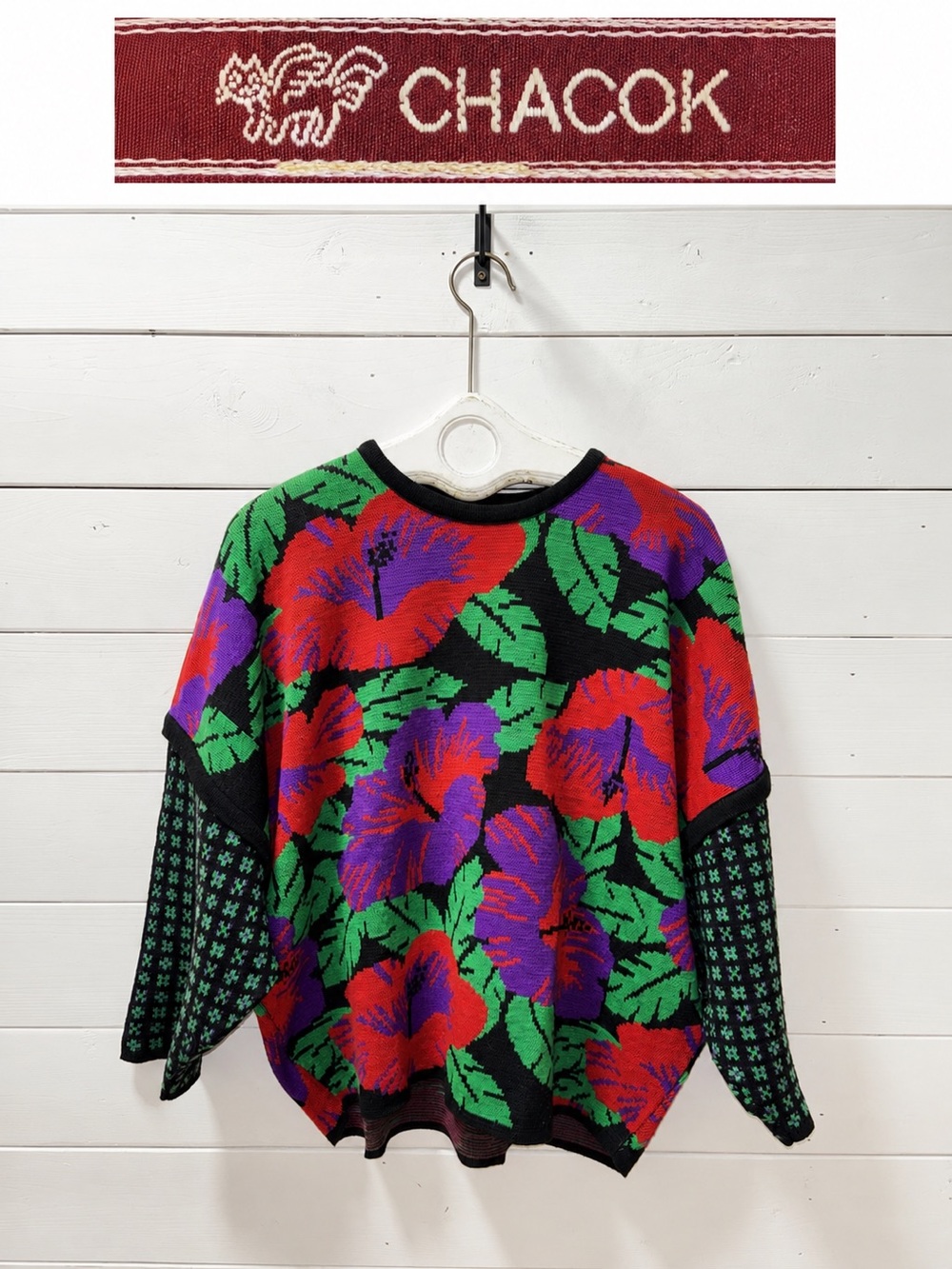 CHACOK Colorful Floral Knit Sweater Size L/XL